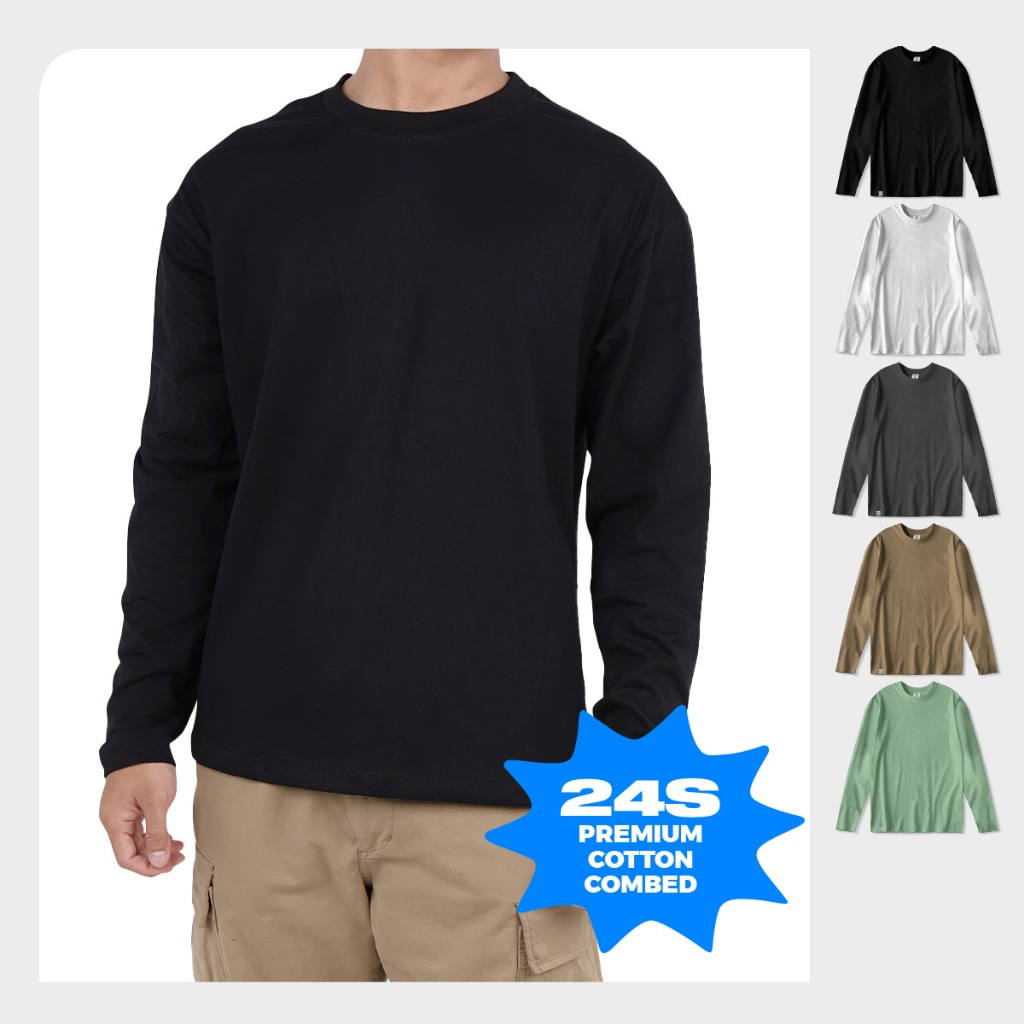 Hungry & Co. T-Shirt Longsleeve / Kaos polos / kaos pria / Kaos lengan panjang