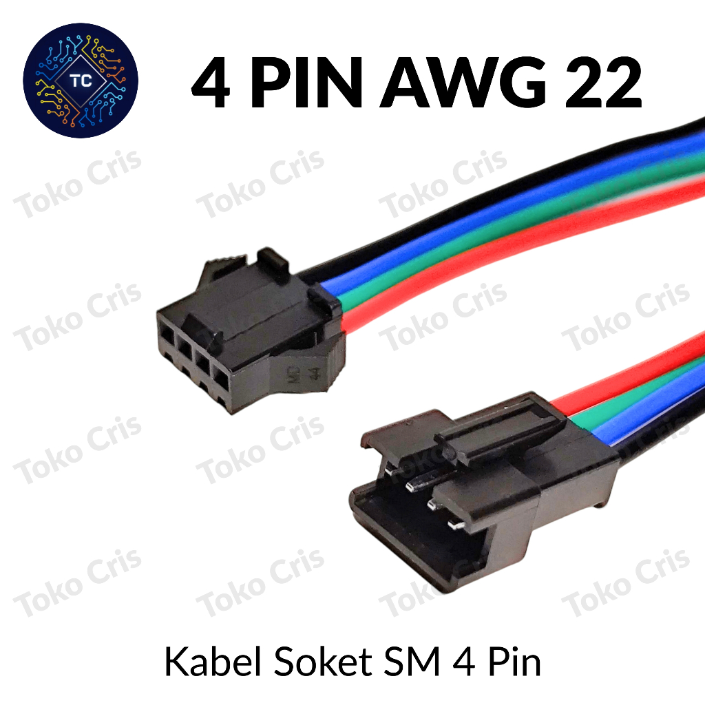 Kabel Soket SM 4 Pin 15 cm AWG 22 / Connector SM 4P Socket 15cm / JST Quick Connector 4 Pin awg22