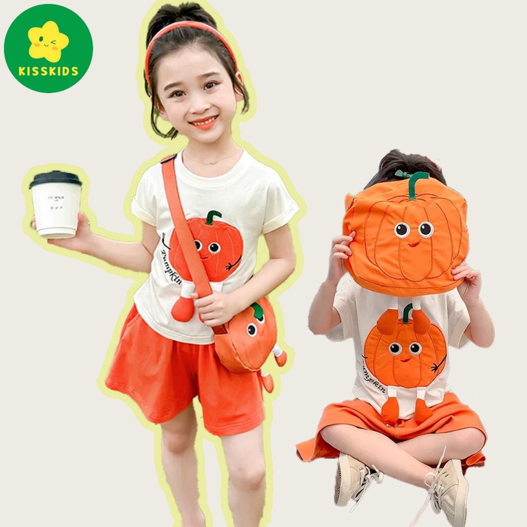 Terbaru One Set Jeans Anak Perempuan Kartun labu Setelan- Usia 2-8 Tahun OOTD Korean Style