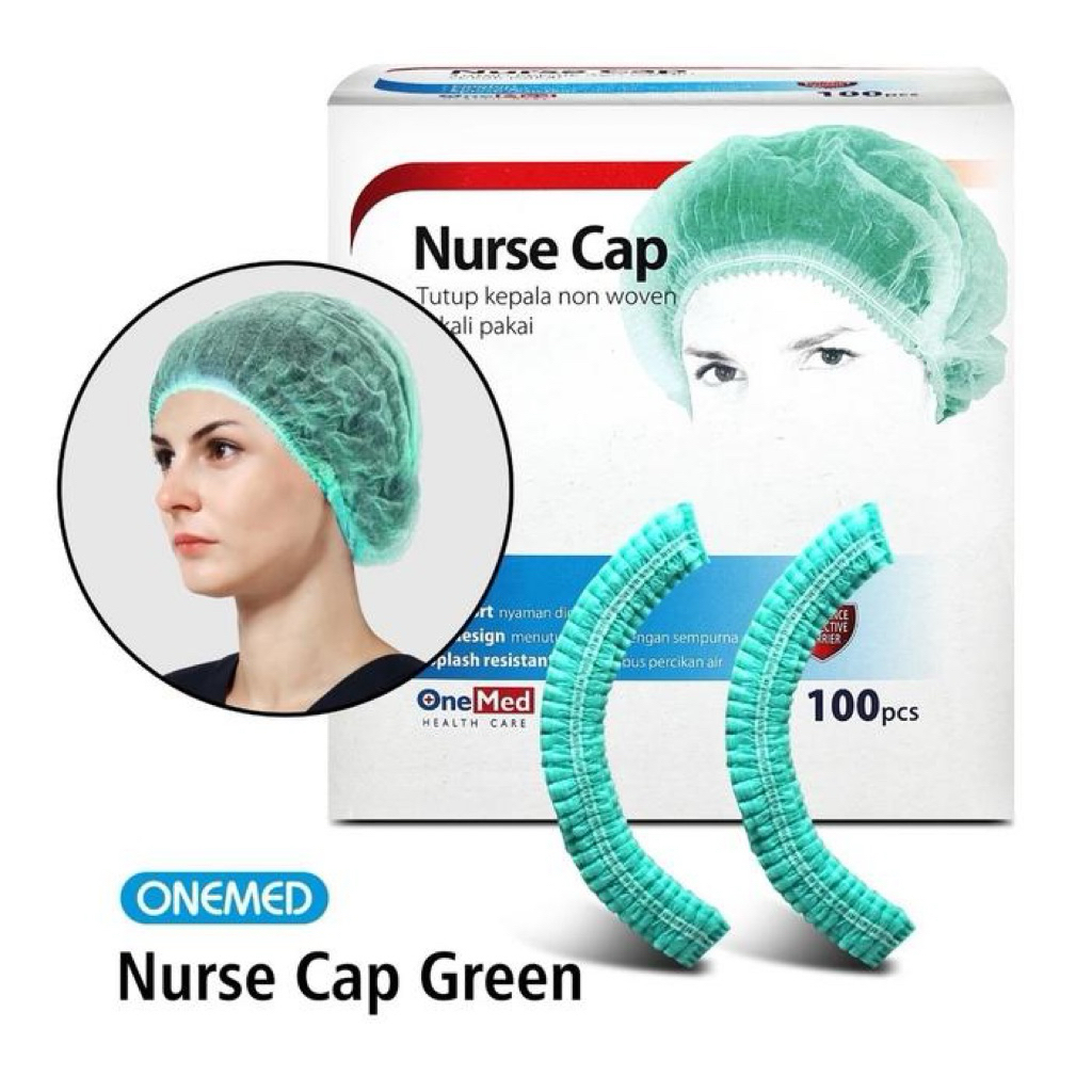 Nurse Cap Onemed Warna Hijau , Biru, Pink, Putih Per Box