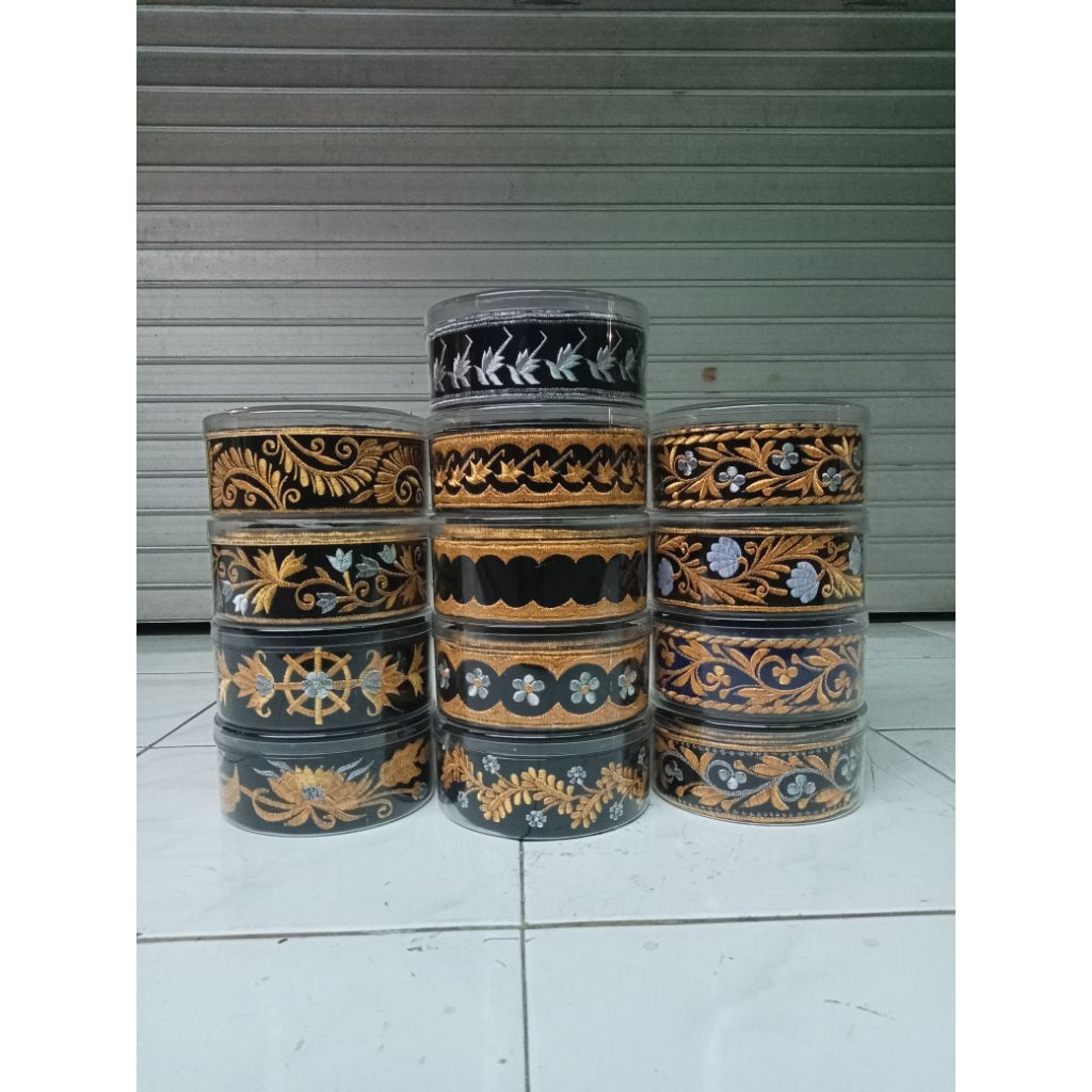 Epek Variasi Bordir/Setut Stagen Warna Emas/Tali Ikat Pinggang Busana Adat Jawa Pria/Epek Beskap Pri