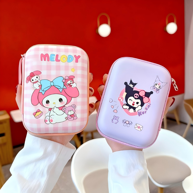 pouch karakter jumbo lotso kuromi dompet penyimpanan headset handsfree charger kabel hitam accessori