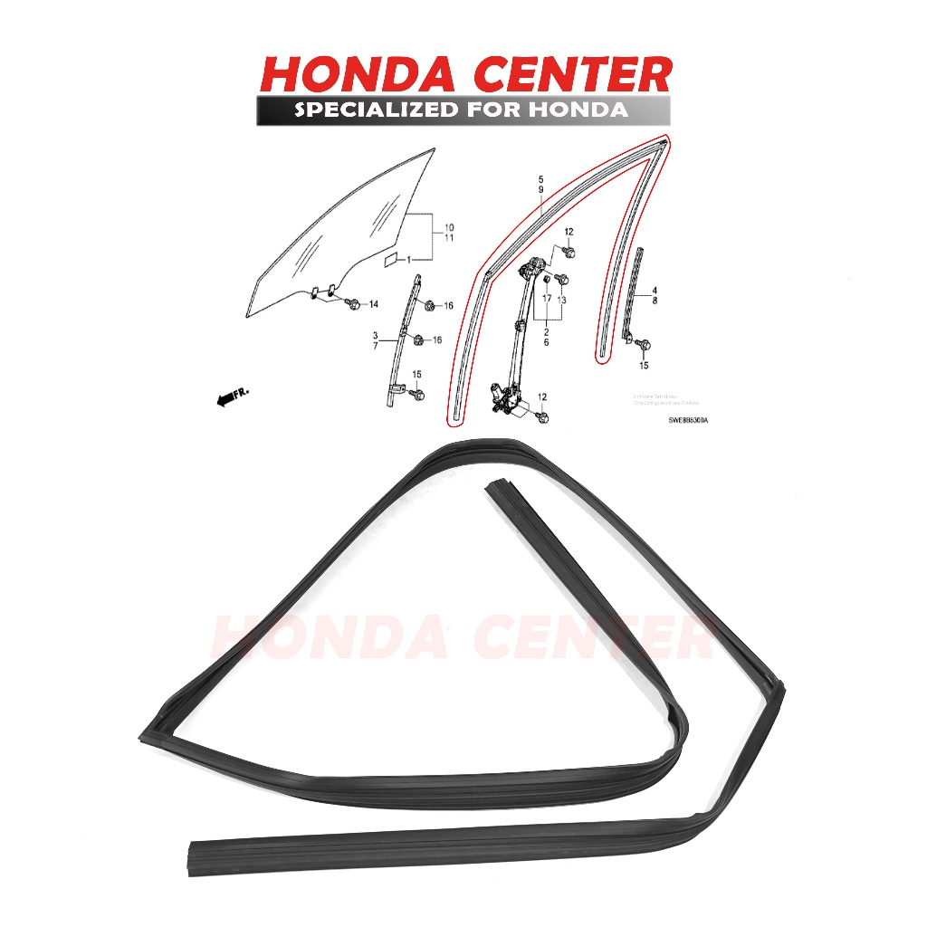 Karet Runchannel Chanel Rel Naik Turun Kaca Pintu Honda Crv Re Gen3 2007 2008 2009 2010 2011 2012