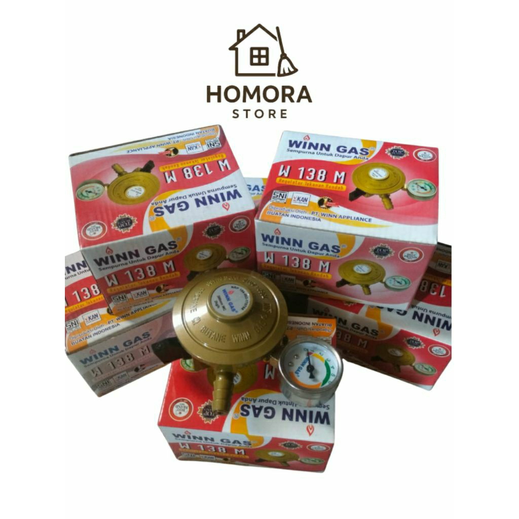 WINN Gas Regulator Tekanan Rendah W-138M SNI - Dengan Pressure Gauge/Indikator Tekanan Gas/WINN Gas 
