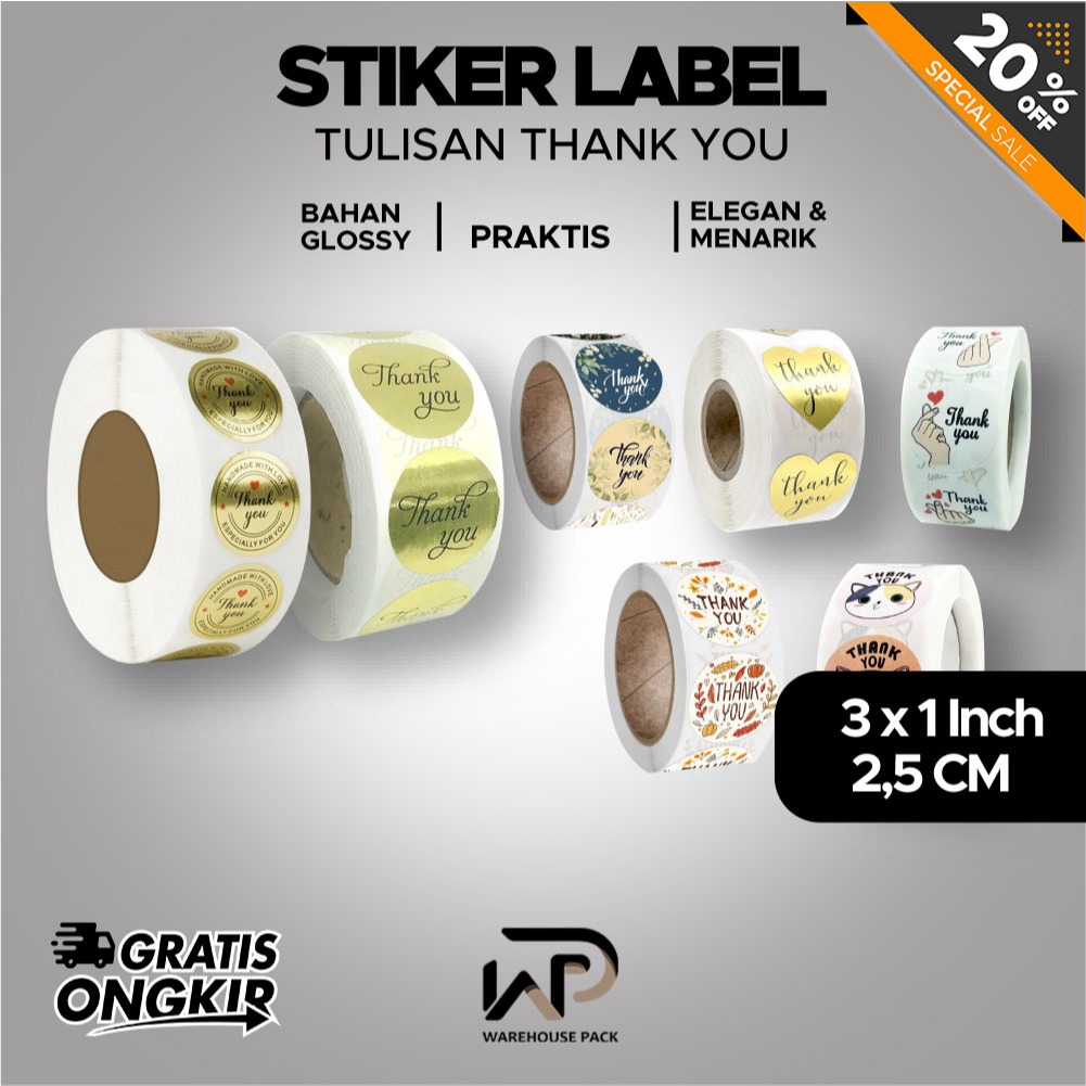 Stiker label kemasan | ( 500 PCS ) (1 Roll) Stiker Label Thank You For Your Order | Stiker Label Kem