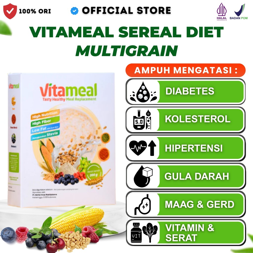 Vitameal Sereal Diet Sehat Ampuh Atasi Gula Darah Diabetes Kolesterol Hipertensi Vitamil Vitamel Ori