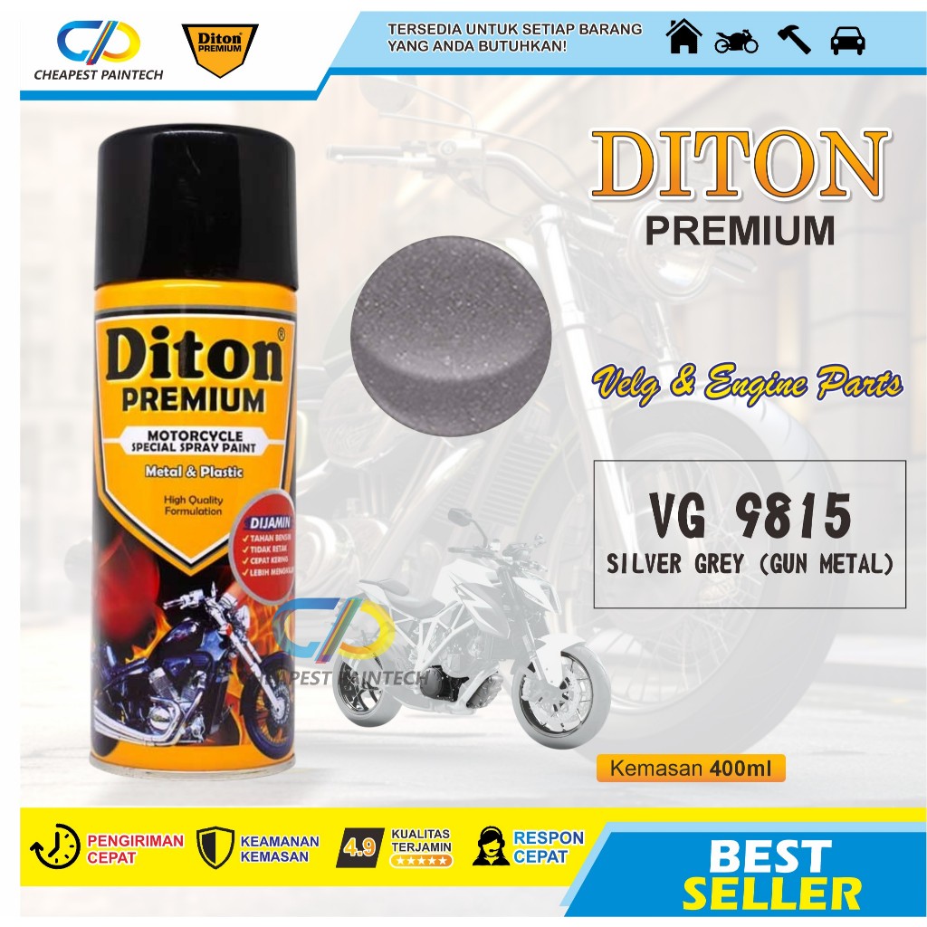 [TERMURAH] DITON PREMIUM VELG& ENGINE VG 9815 SILVER GREY CAT SEMPROT PYLOX PILOK