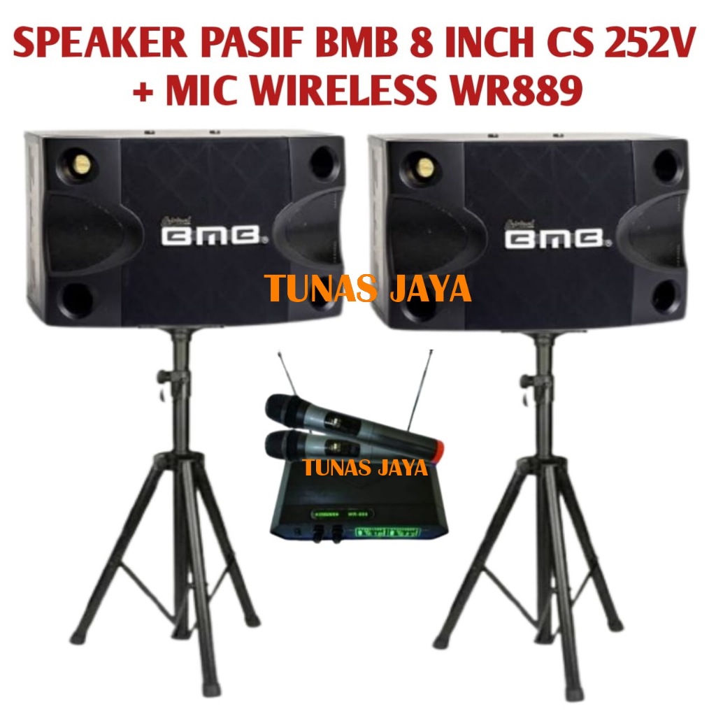 Speaker BMB Pasif 8 Inch Original Plus Mic Wireless Karaokey