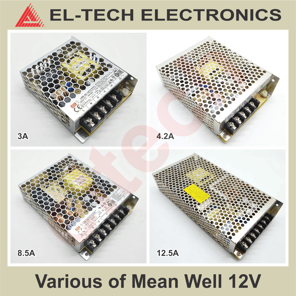 12V 13.8V MEAN WELL 3A 4.2A 8.5A 12.5A MEANWELL Switching Power Supply Unit PSU Catu Daya Accu Batte