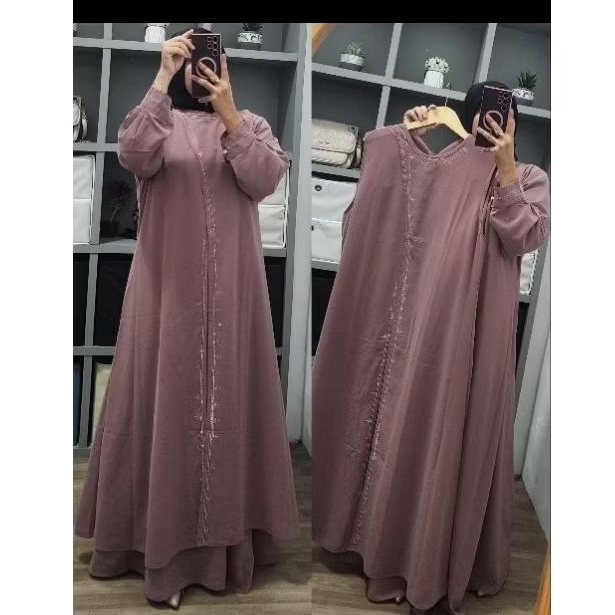 Gamis kayla payet outer pisah ceruty babydoll
