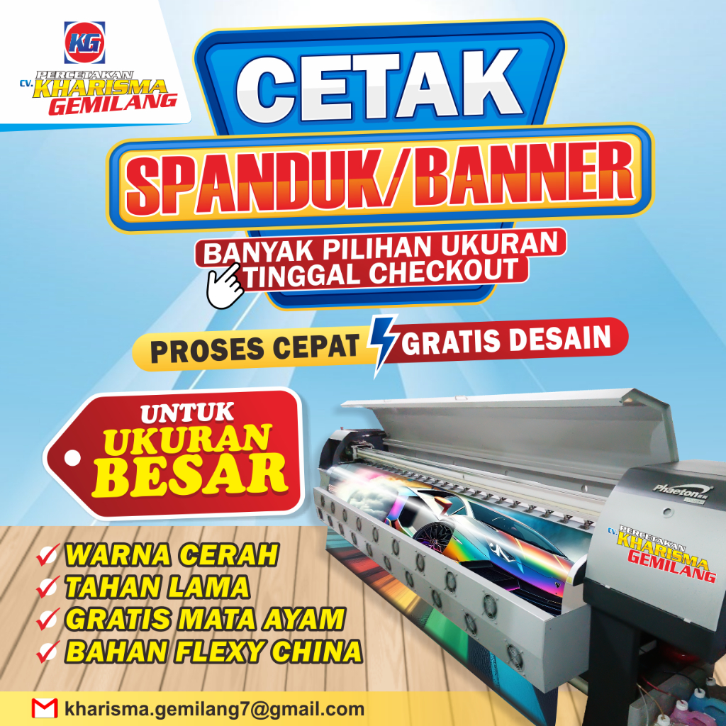 PRINT BANNER/SPANDUK UKURAN BESAR CUSTOM UKURAN GRATIS DESAIN
