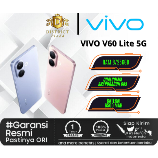 Vivo V60 5G Lite Ram 8/256Gb 12/512Gb Bergaransi Resmi Chipset Mediatek Dimensity 7360 VivoTerbaru 2