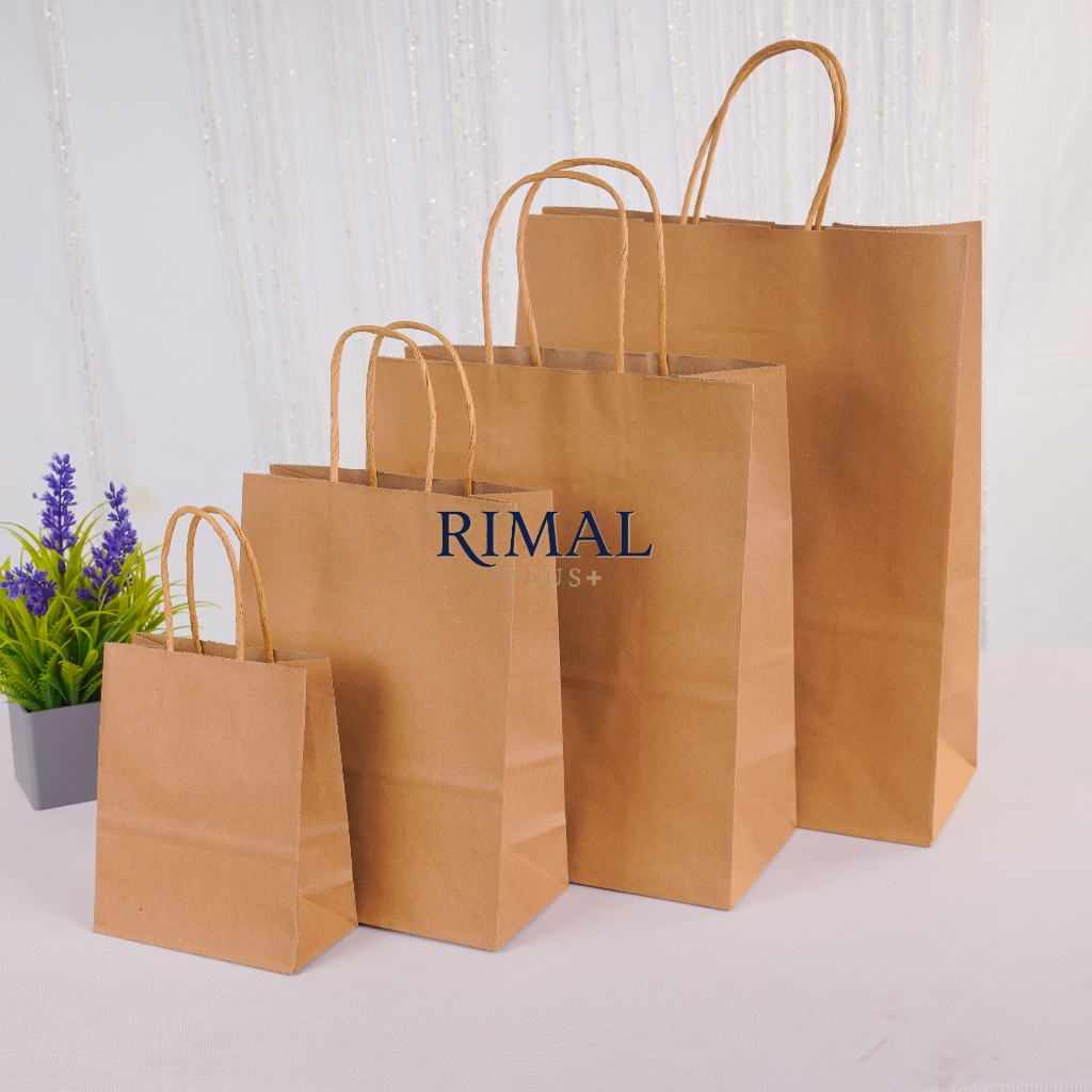 Paper Bag Cokelat Polos Kraft Premium Eco Friendly Dengan Twisted Handles Kokoh | Hampers Ramadhan B