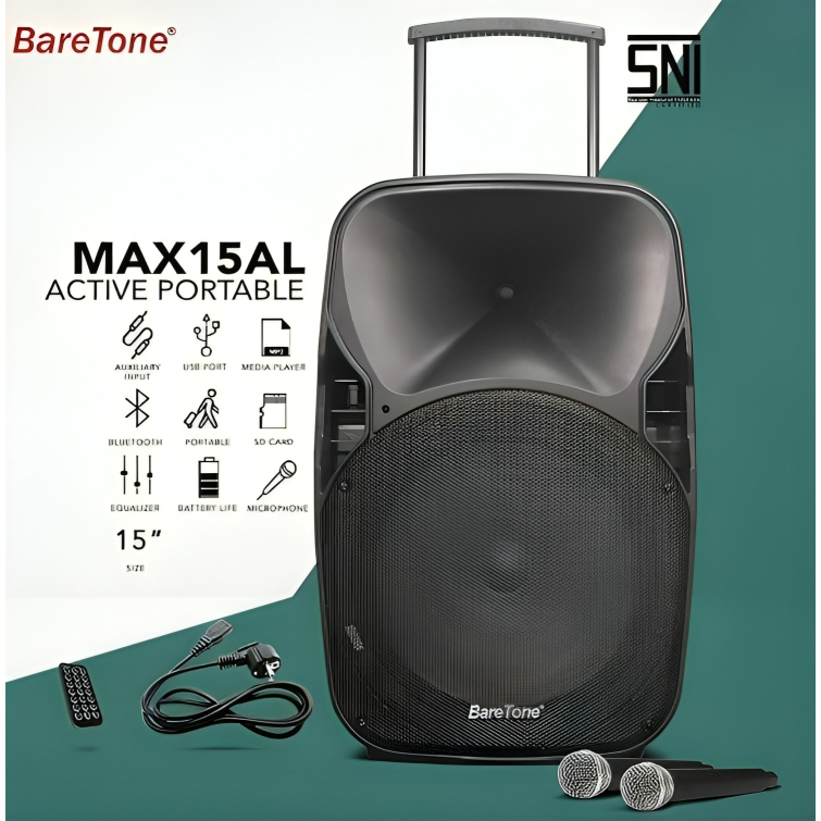 Speaker Aktif Portable Baretone 15 Inch MAX15AL/Speaker Karaoke Bluetooth Baretone 15" MAX 15 AL