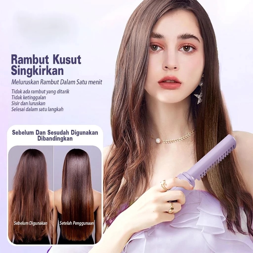 Sisir Catok Pelurus Rambut Elektrik Wireless Catokan Sisir Pelurus Rambut Electric Hair Comb Comb Si