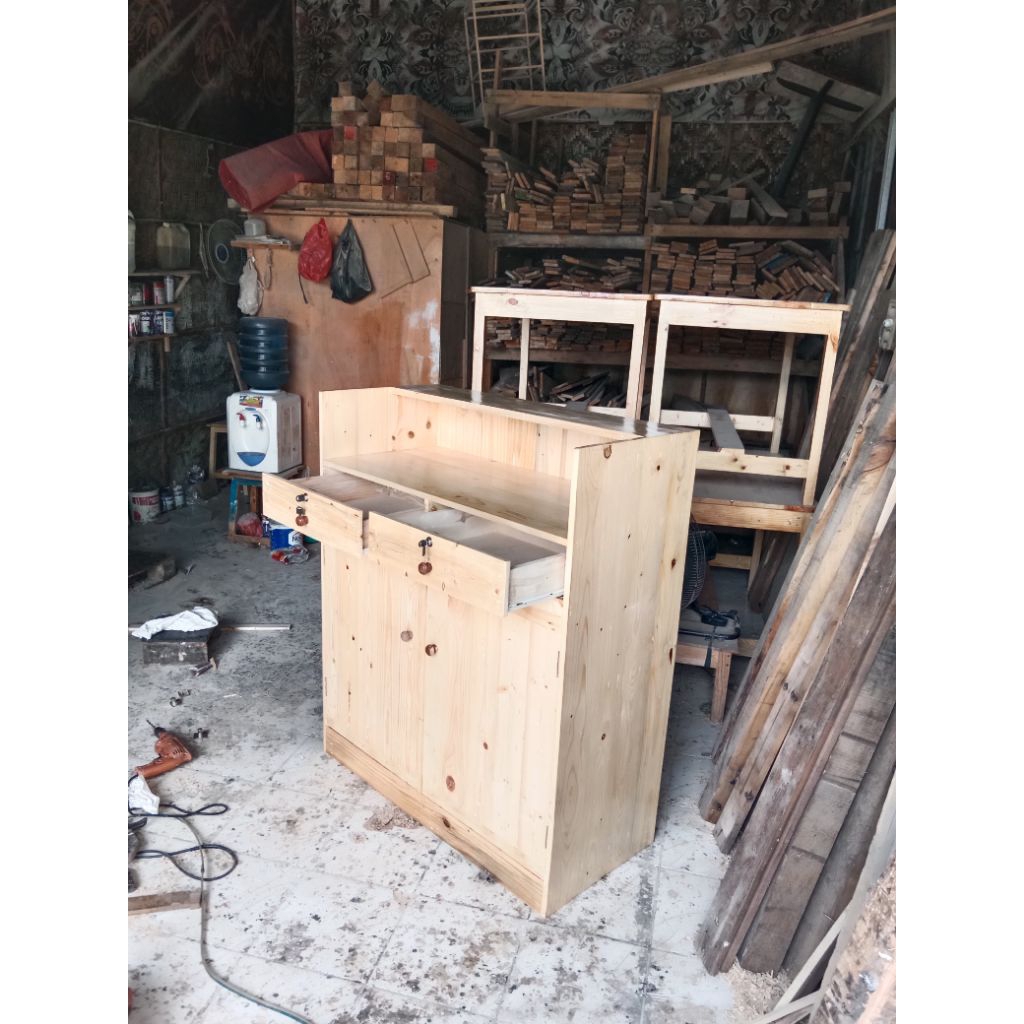 meja kasir kayu jati belanda