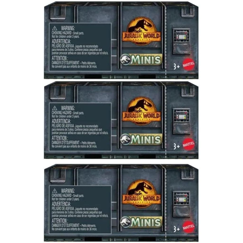 Jurassic World Dominion Minis Surprise Pack Box – Bundle of 3 Mini Dinosaur Figures
