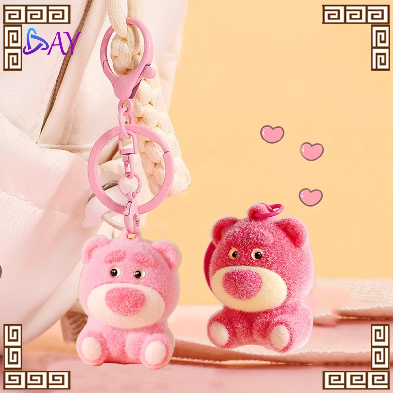 Gantungan Kunci Boneka Beruang Pink Lucu Karakter Stitch Lotso Linabell Aksesoris Hiasan Tas & Ganci