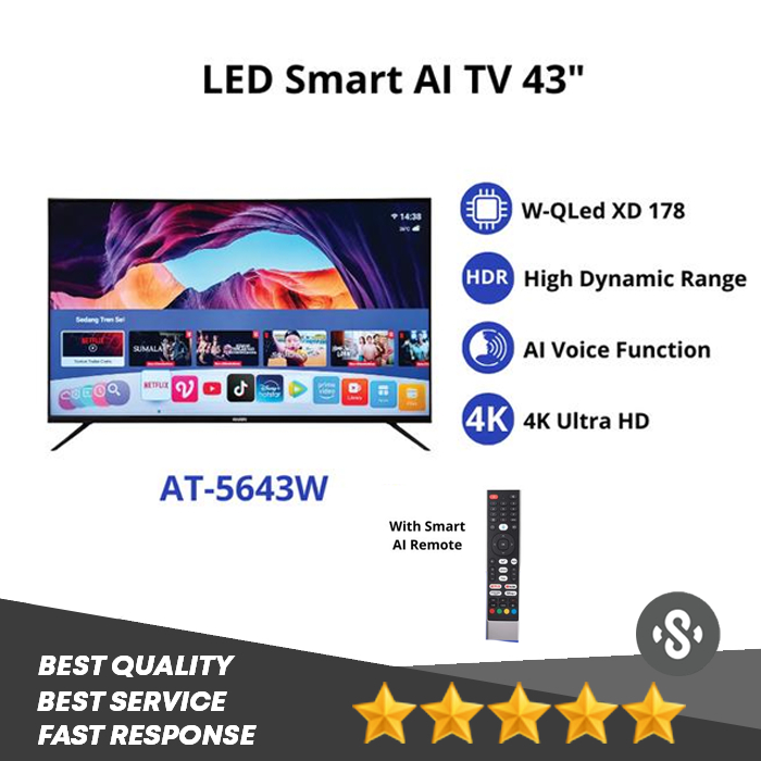 AKARI Smart AI TV 43 inch UHD 4K Voice Comment AT-5643W ( LED TV 43 Inch )