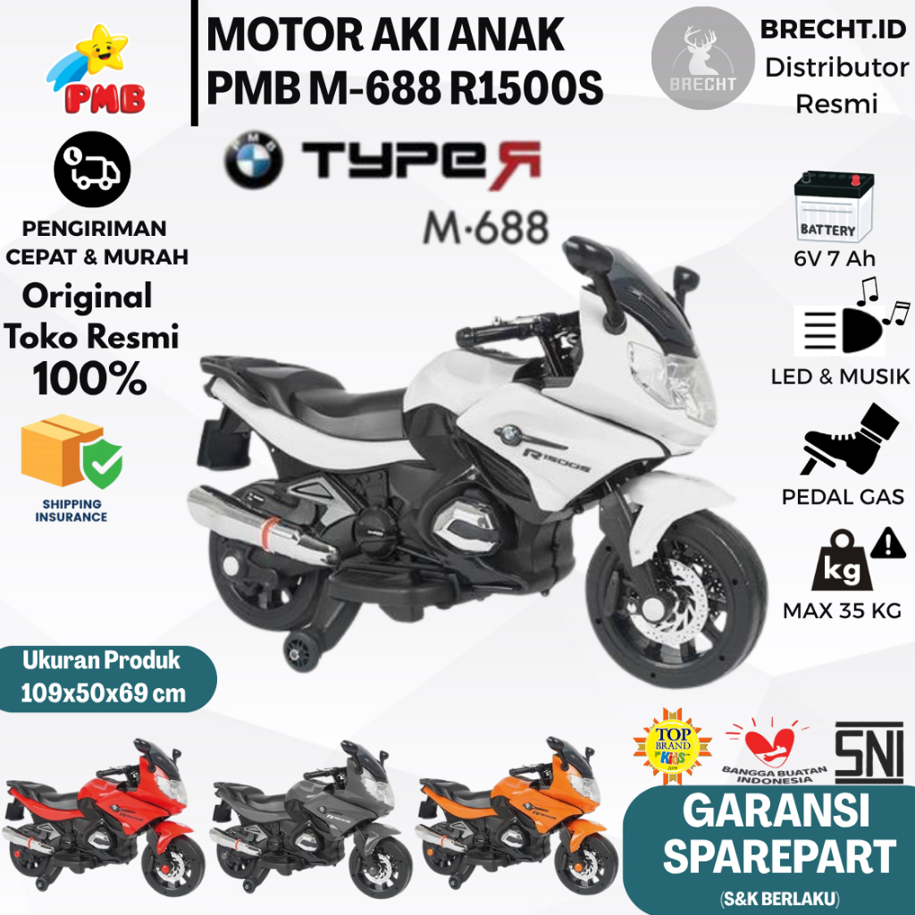 (PENGIRIMAN JNE/INDAH) Mainan Anak Motor Aki PMB M 688 Motoran Anak Aki PMB 688 / PMB M-688