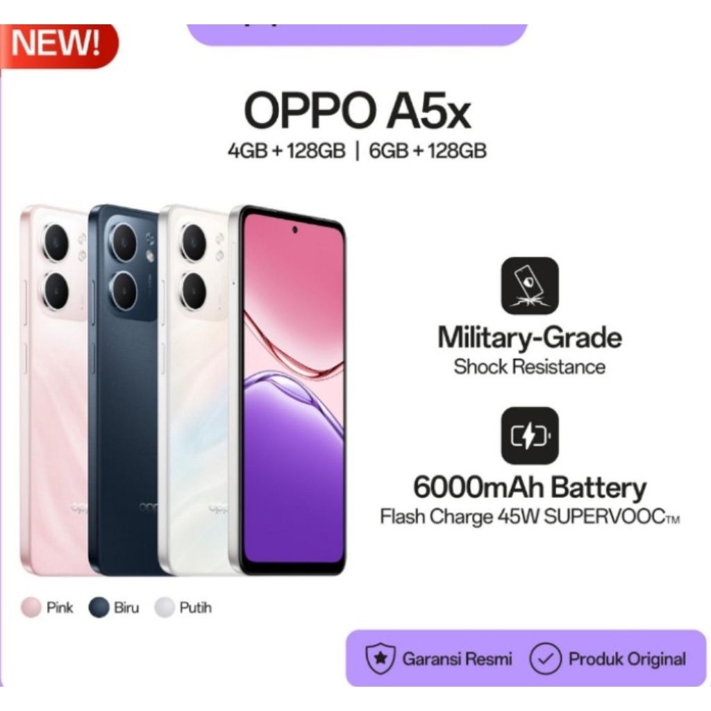 Oppo A5X ram 6/128 gb garansi resmi original