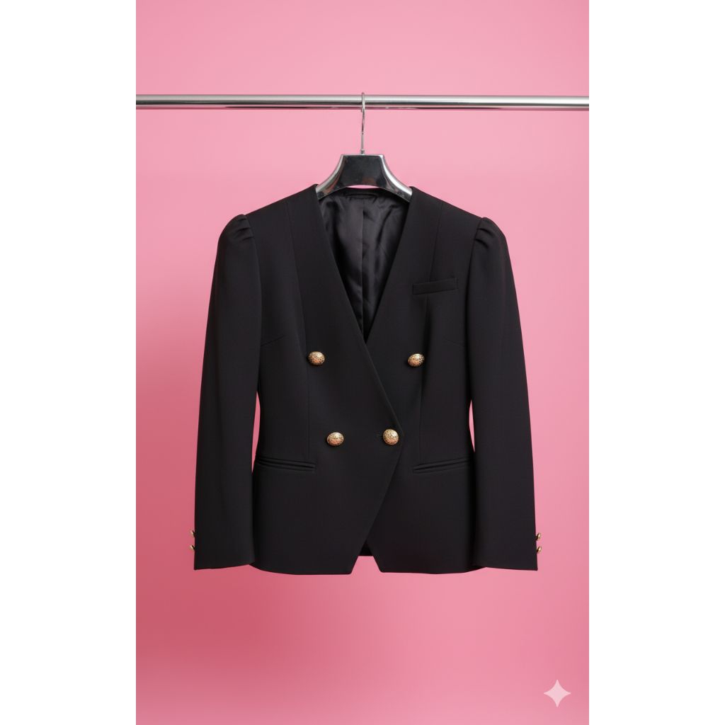 blazer hitam balmain