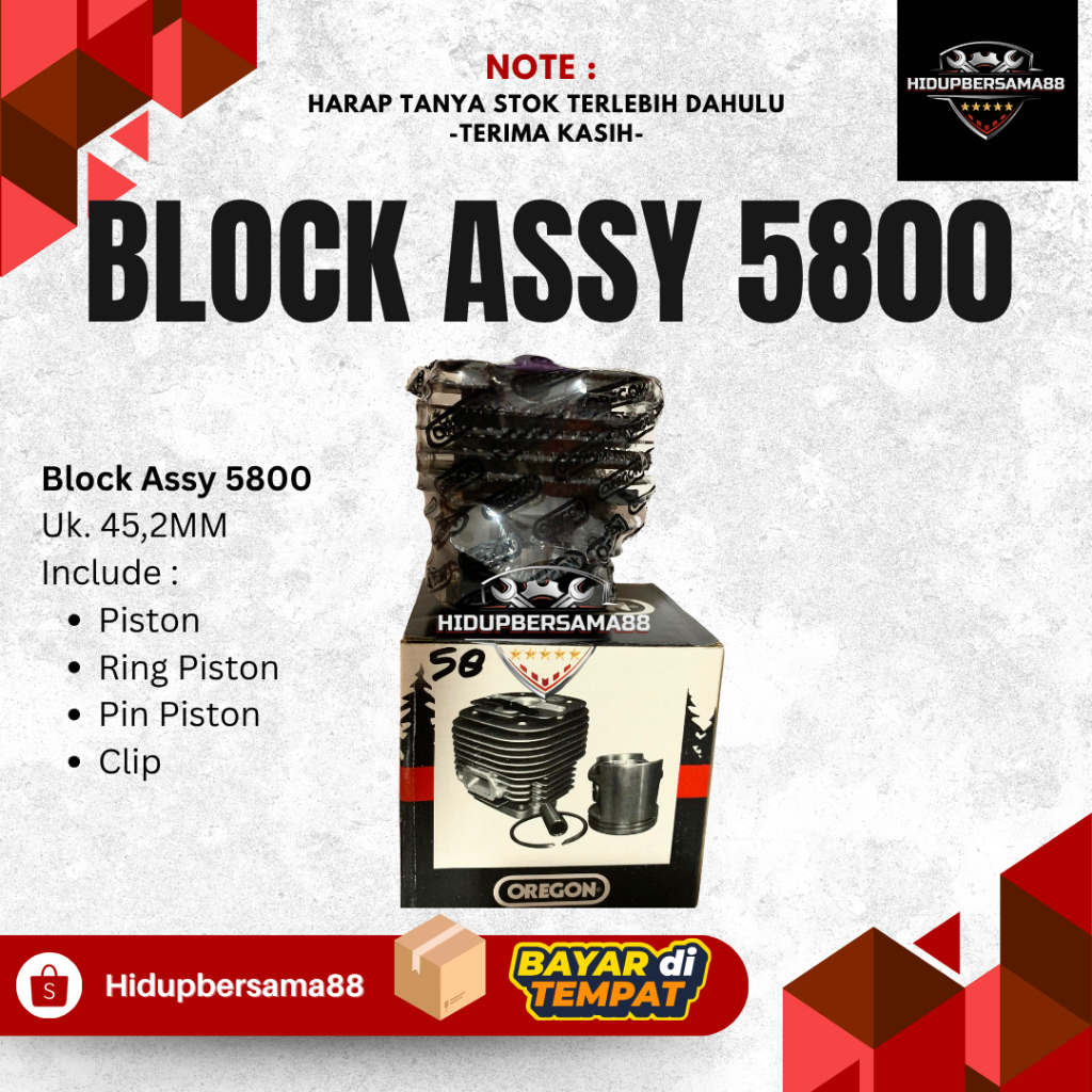 5200 5500 5800 OREGON Cylinder Blok Assy Komplit Mesin Chainsaw Senso Mini Kecil 2tak 52cc 55cc Kwal