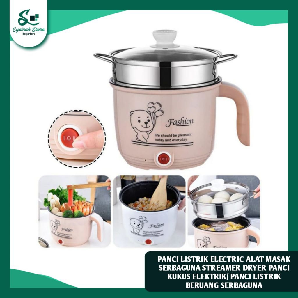 Panci Listrik Electric Alat Masak Serbaguna + Kukus Elektrik / Panci listrik Beruang Serbaguna