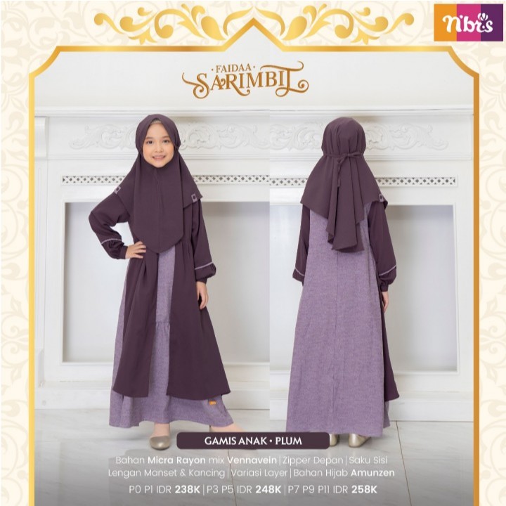 NIBRAS GAMIS ANAK DAN KOKO ANAK FAIDAA WARNA PLUM