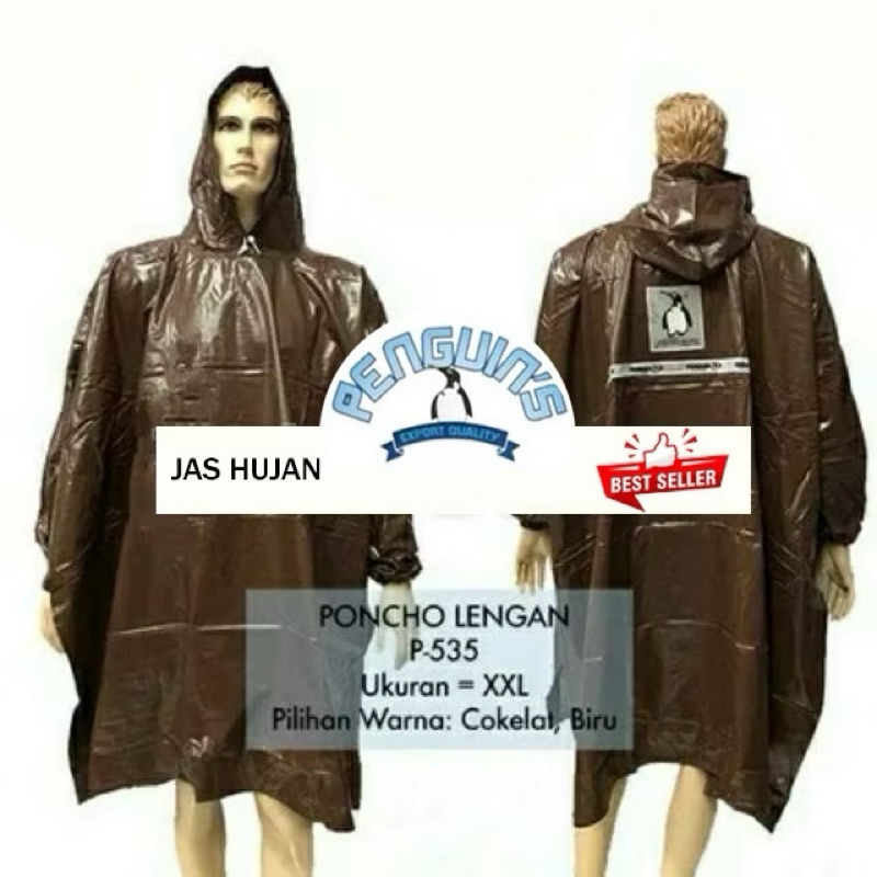Mantel Jas Hujan Ponco Lengan Penguin P535