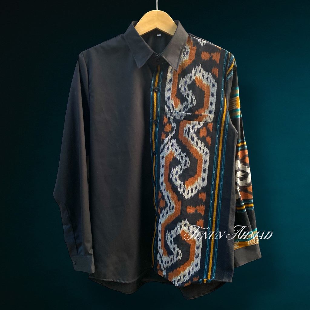 Kemeja Pria Lengan Panjang Tenun motif Ntt