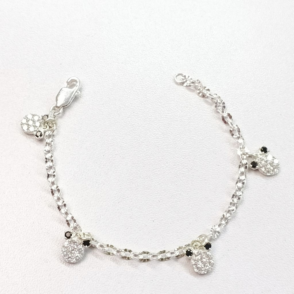 Gelang Rantai Anak Model Permata Boneka Perak Asli Silver 99/925 Lapis Emas Putih/Gelang Anak Terbar