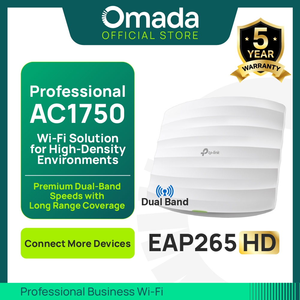 TP-LINK OMADA EAP265 HD AC1750 Wireless MU-MIMO Gigabit Ceiling Mount Access Point