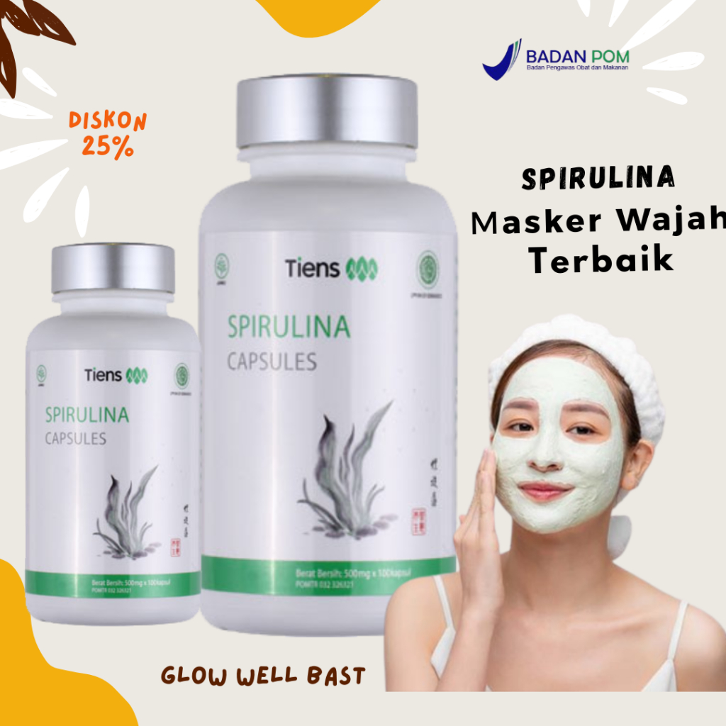 Tiens Spirulina Capsul e Asli - Suplemen Herbal Kecantikan, Jerawat & Imun Tubuh,Obat Jerawat, Detox
