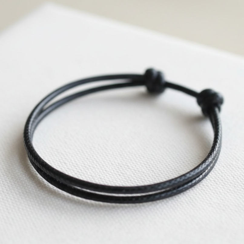 Gelang Tali Polos Hitam Fishion Korea Diameter Hinggan 7.5cm Bisa Untuk Couple