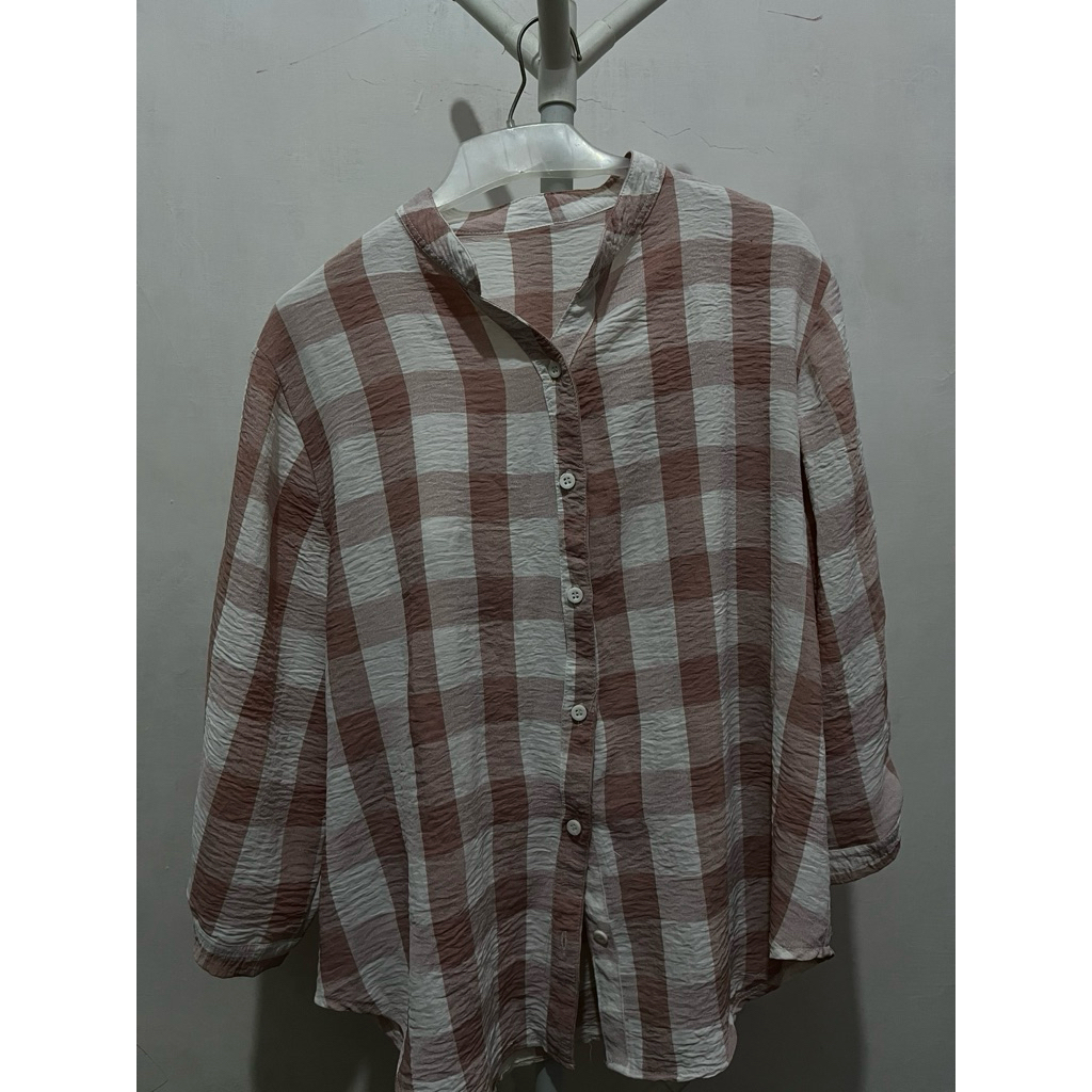 Kemeja wanita kotak pink