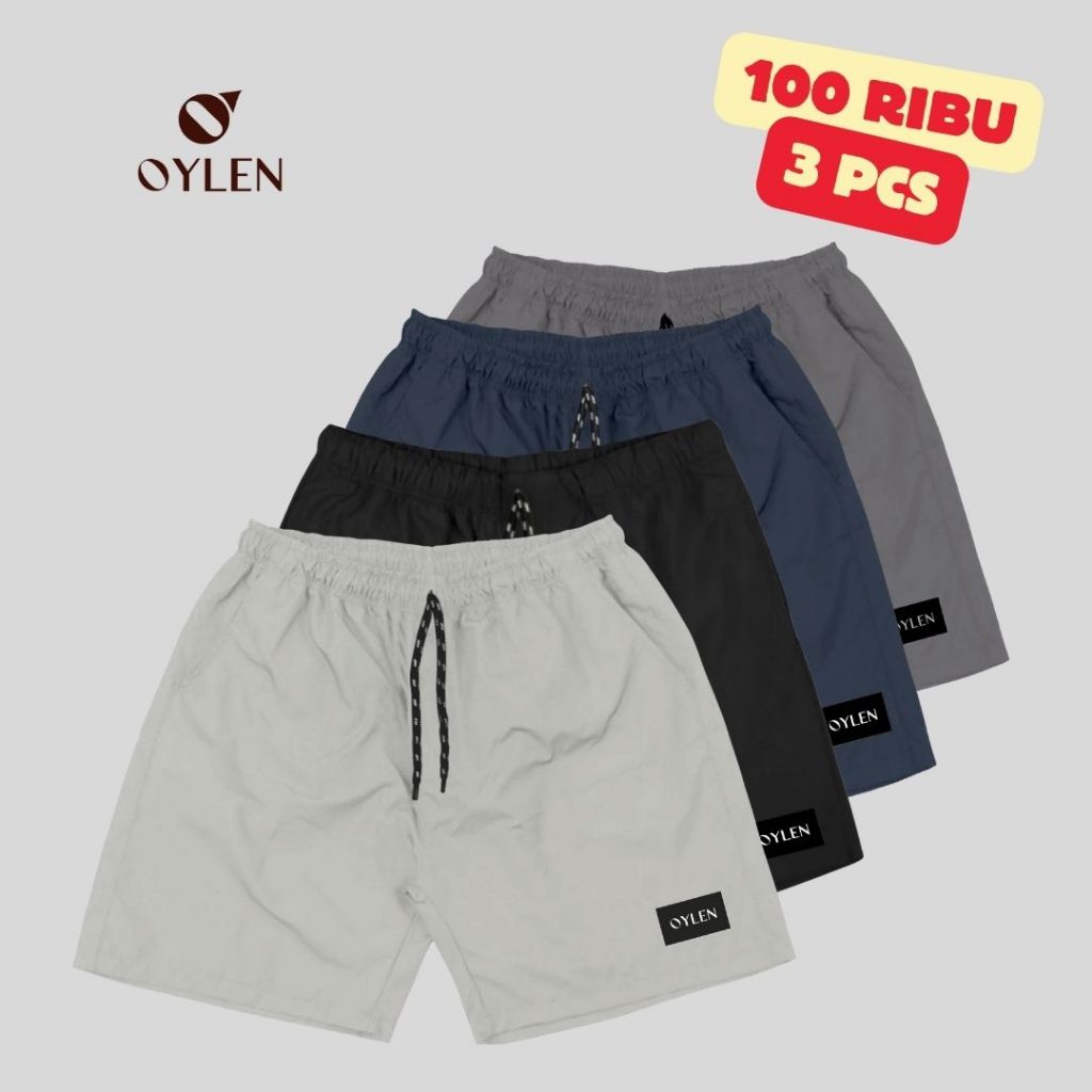 OYLEN - PROMO 3 PCS Celana Pendek Pria Boardshort | Celana Santai Pria Ukuran M-XXL