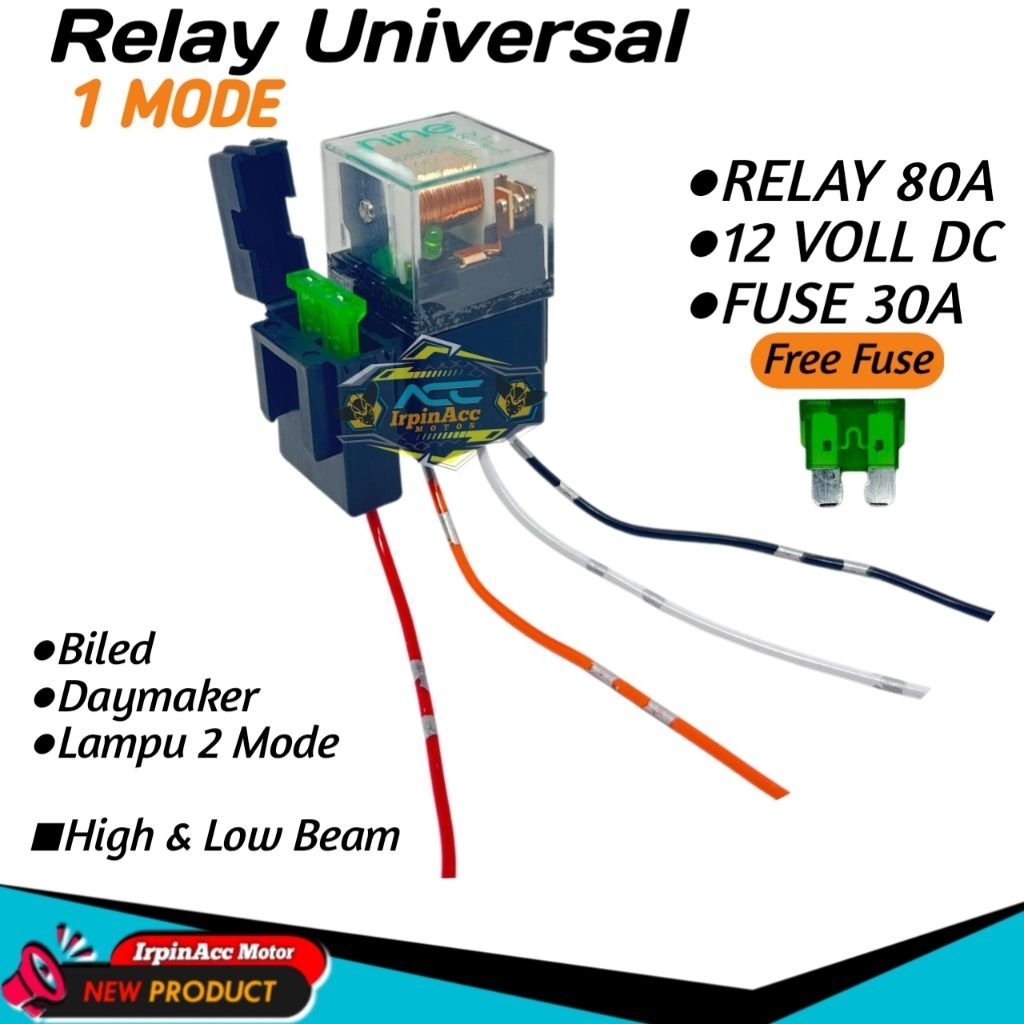 Relay Rellay Untuk Klakson dan Lampu 4 Kaki 12v 80A PMV  Riley Riley 4 Pin  untuk Kelakson Denso Bos