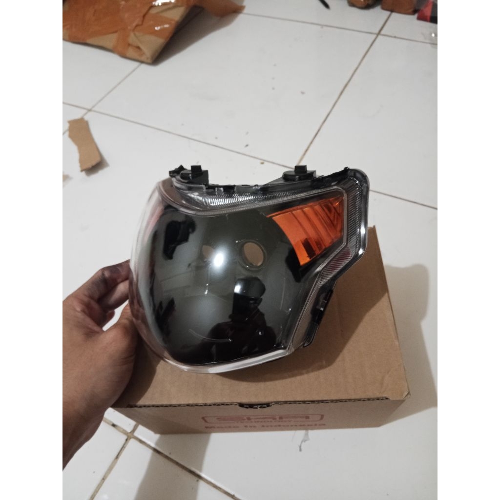 Reflektor Lampu Depan Vega Zr Custom Hitam Orange Glowing