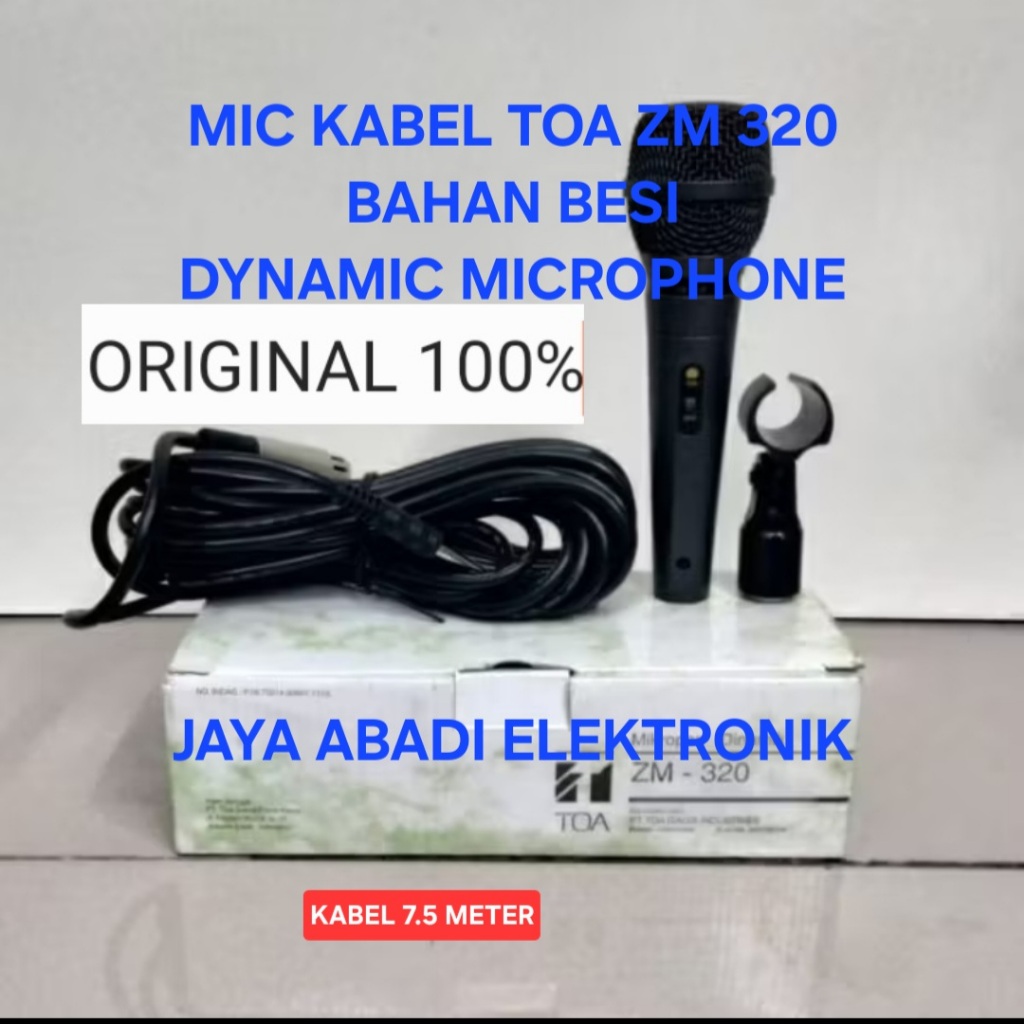 H28 -Talk Switch: Pintas, sakelar geser TOA ZM 320 ORI 100% KABEL 7.5 METER 7,5 M DINAMIK Mikrofon K