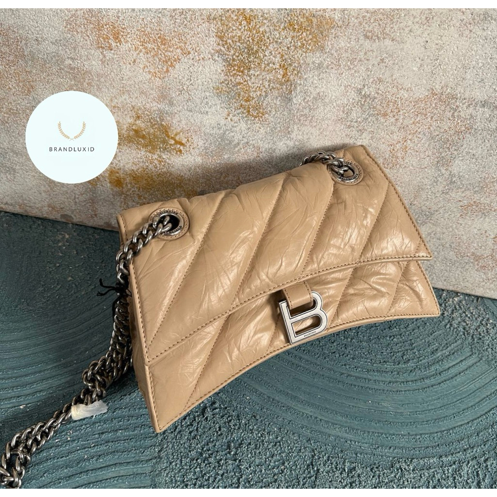 Balenciaga S Small Crush Chain Bag Warm Beige