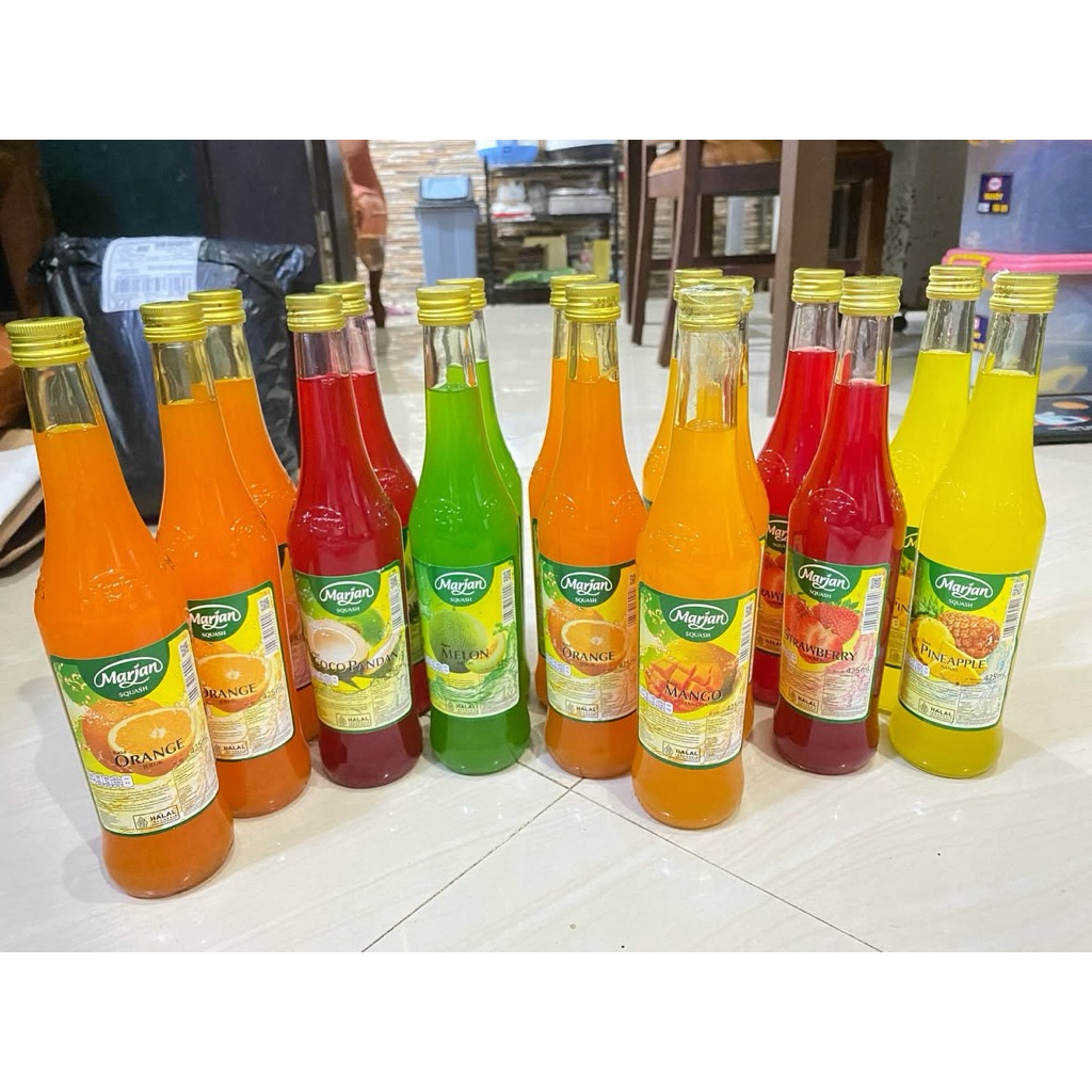 Marjan Squash Syrup 425ml 9 Rasa - sirup jeruk leci strawberry melon mangga jambu sirsak
