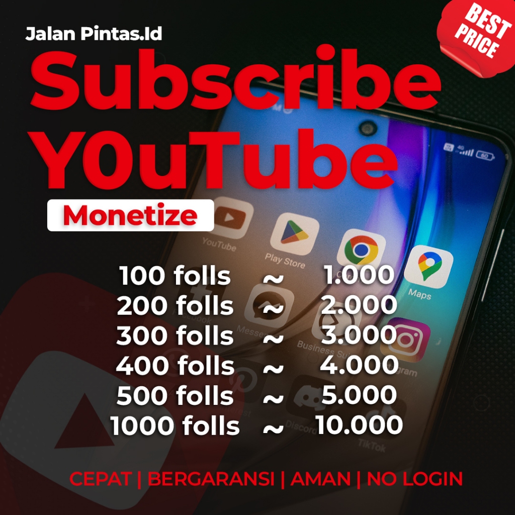 Jasa Subscriber YouTube Real Manusia Permanen Aman Monetize No Login Cepat Josss