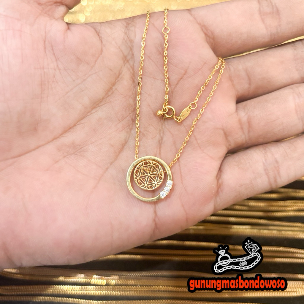 Kalung nori moon emas asli kadar 375% 8k berat 3gram panjang 44cm