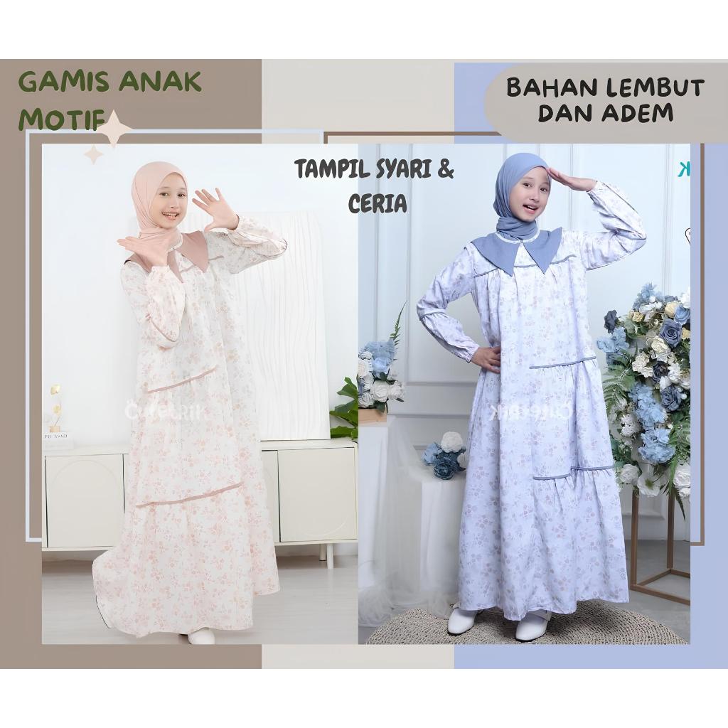 Baju Anak Muslim Perempuan Gamis Anak & Remaja Muslimah Bahan Adem motif Bunga Cantik Cutetrik 2026