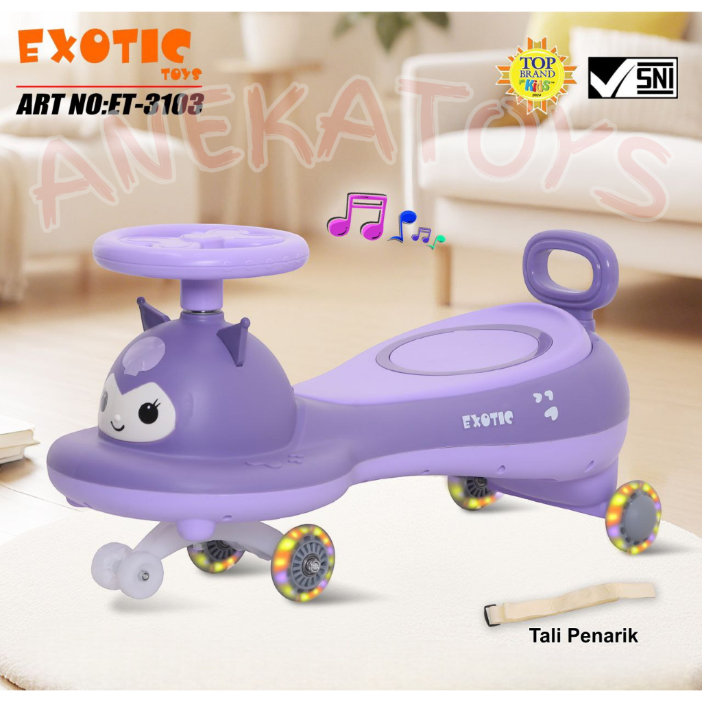 Swing Car Exotic ET3103 Magic Car Kuromi dengan Musik Lampu n Roda Lampu LED Yoyo Tolo Ride