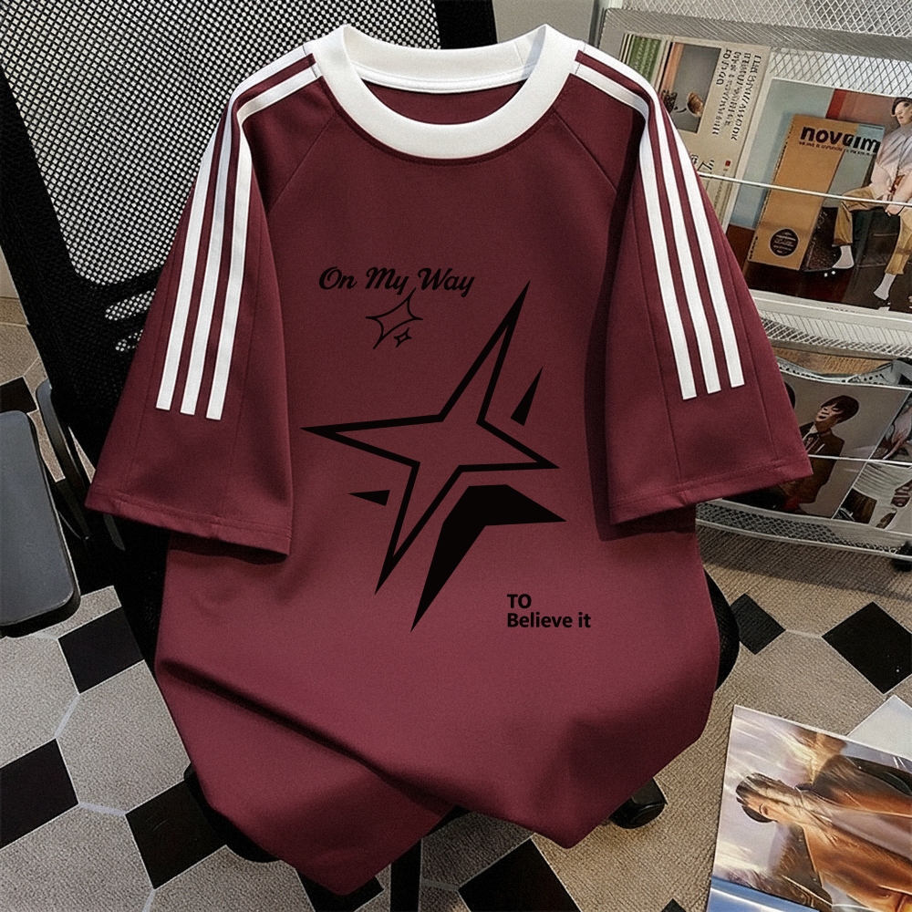 Naomifashion - Baju kaos pria terbaru 2025 | Kaos distro biru | Kaos stripe hitam putih | Kaos overs