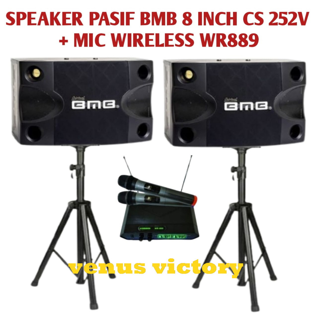 Speaker BMB Pasif 8 Inch Original Plus Mic Wireless Karaoke