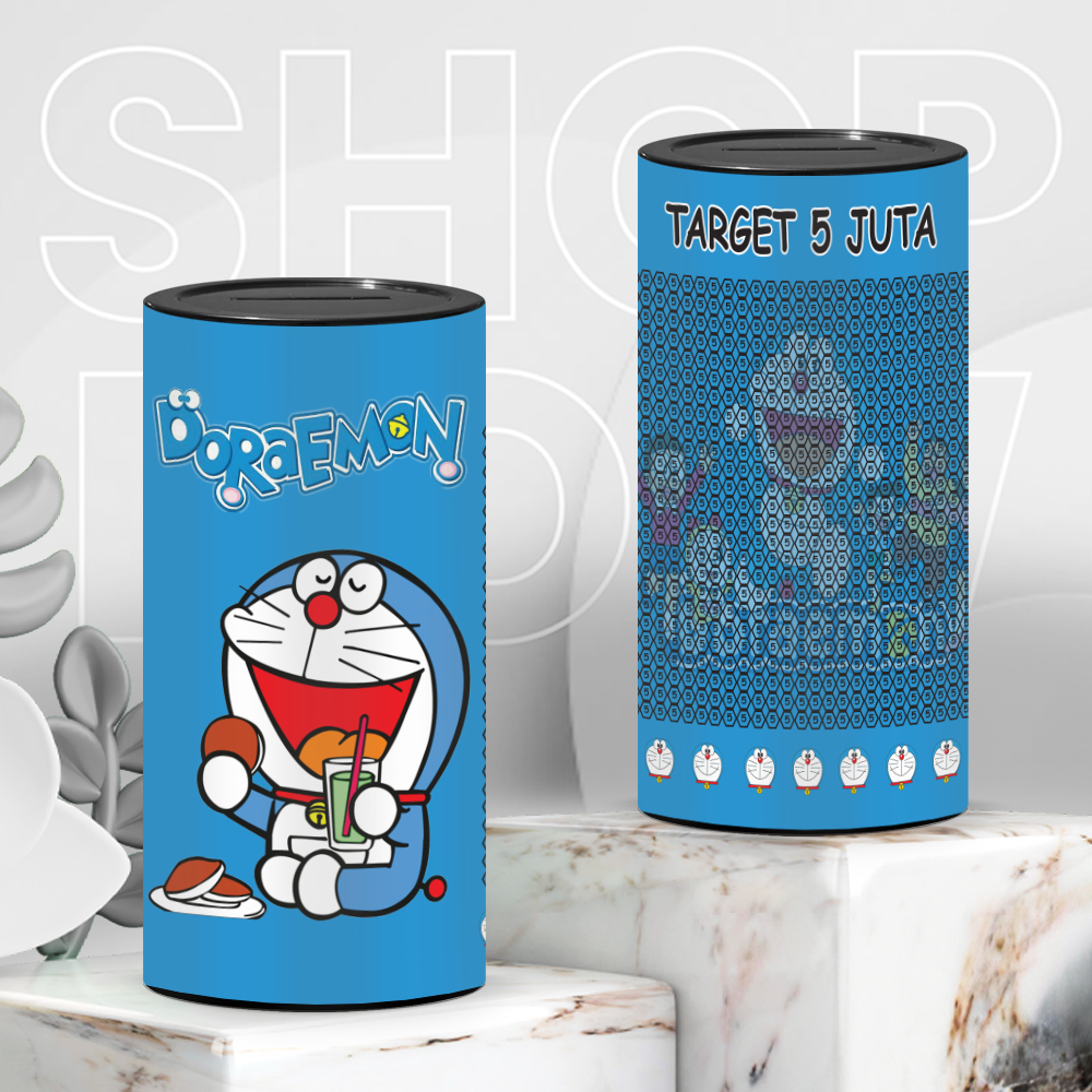 Celengan Kartun Celengan Plastik Karakter Anak Jumbo  Premium Buka Tutup Permanen Tinggi 20cm Doraem