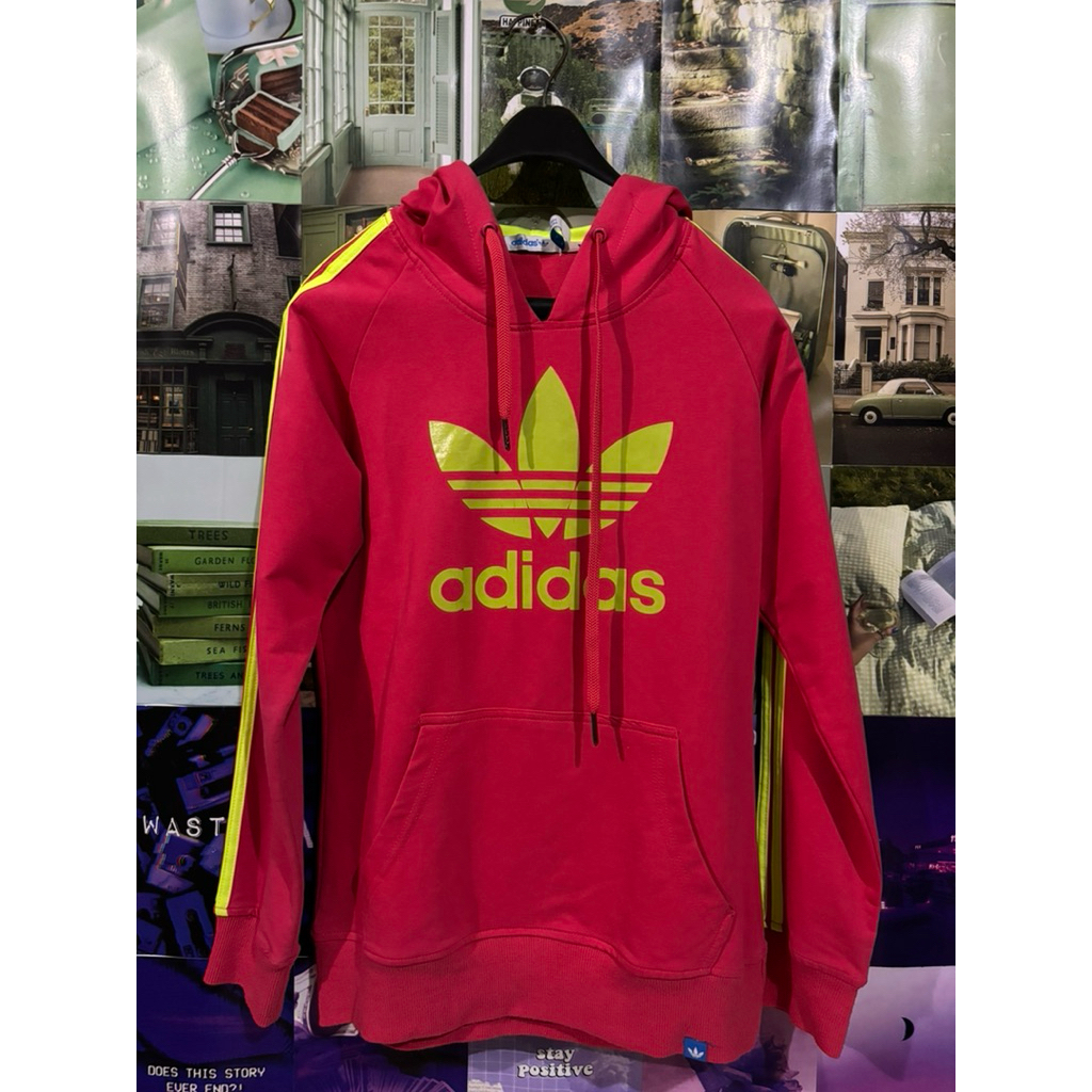 Adidas Trefoil 3-Stripes Red Hoodie Preloved